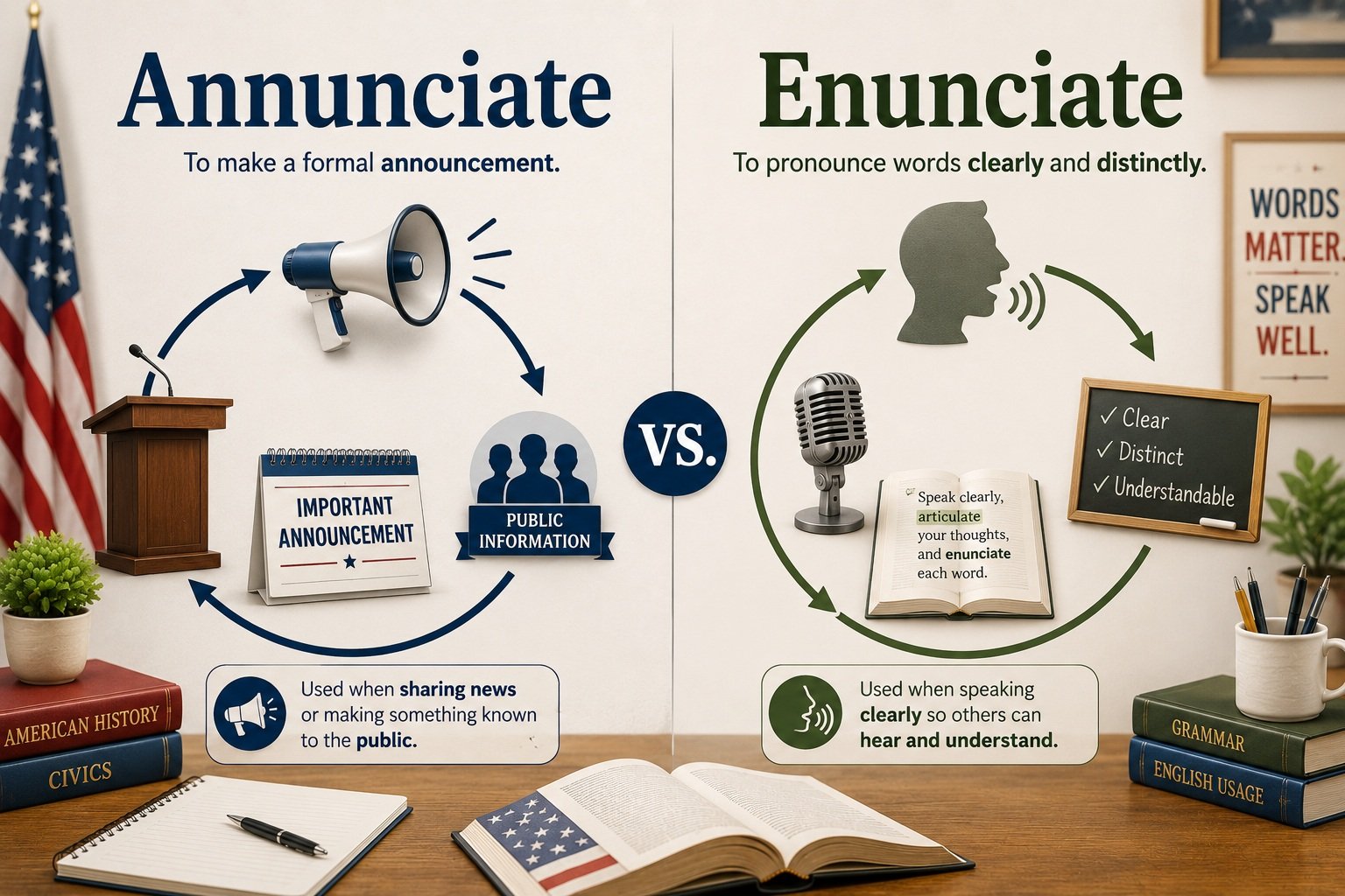 Annunciate vs. Enunciate