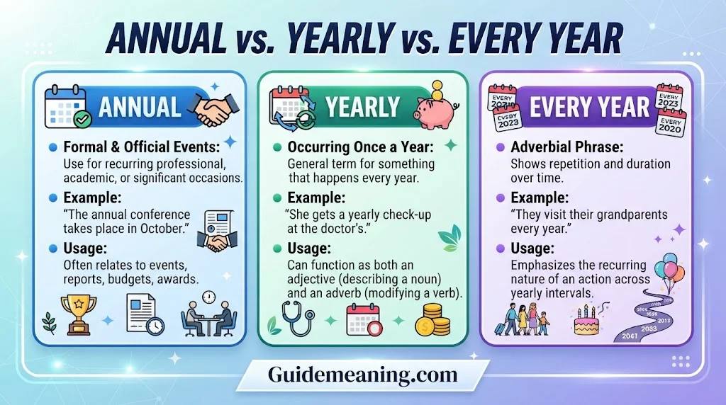 Annual vs. Yearly vs. Every Year
