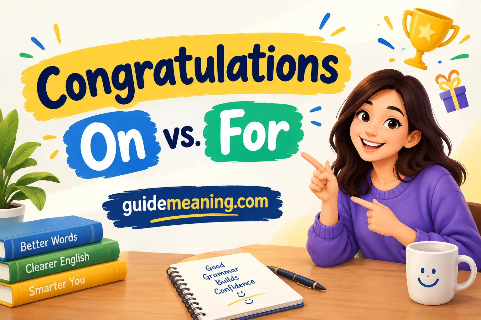 Congratulations On vs. Congratulations For