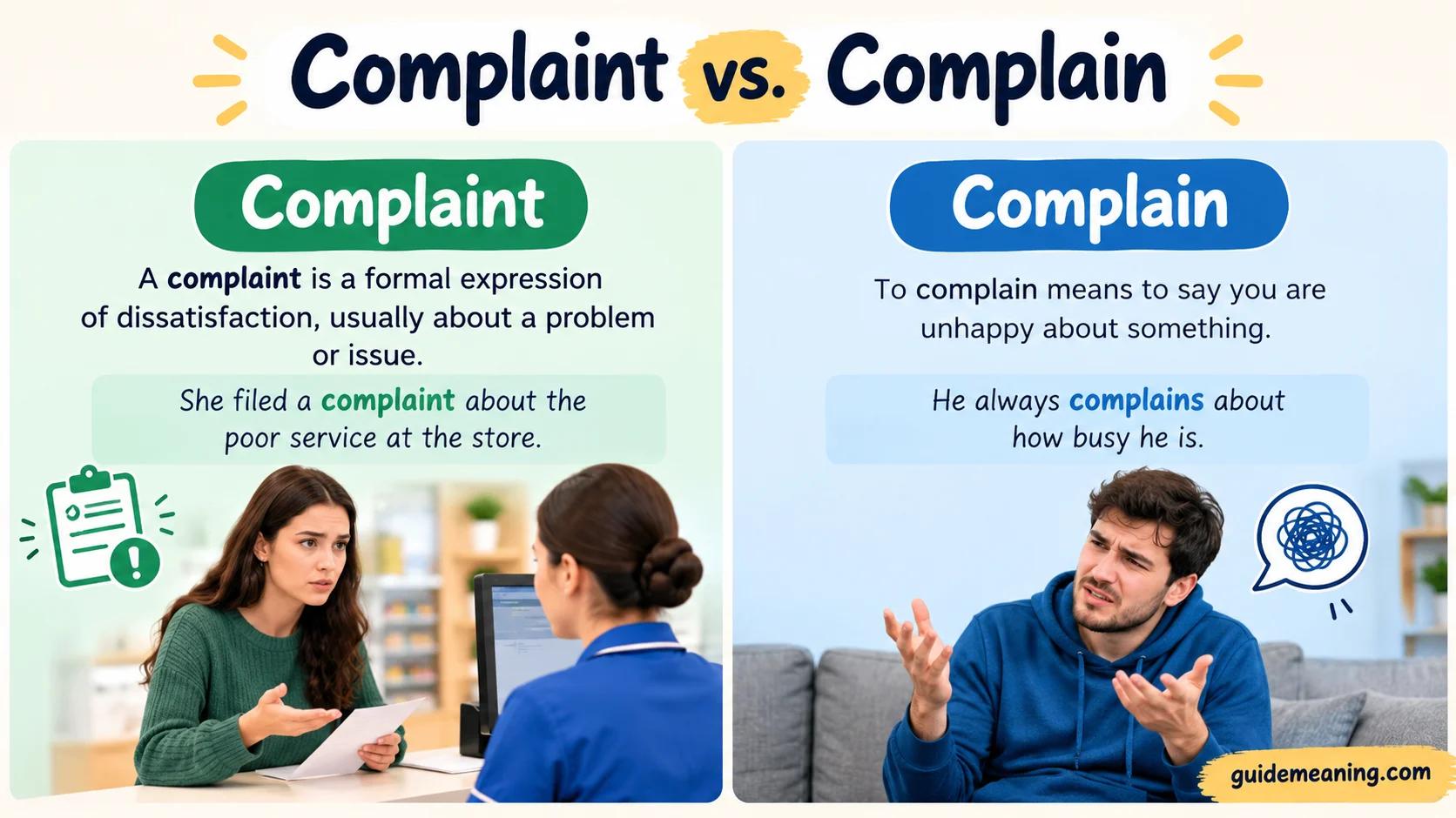 Complaint vs. Complain