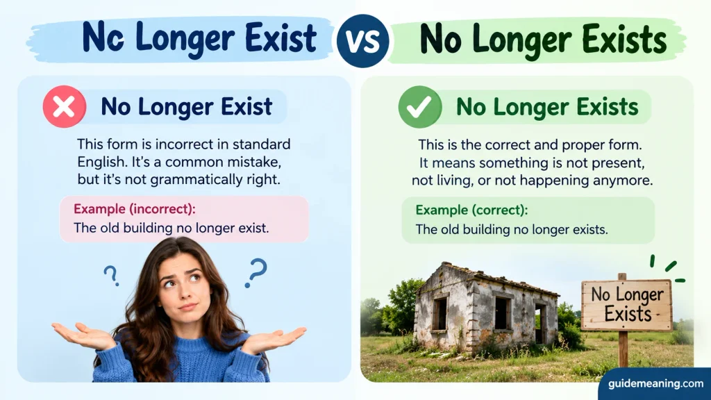 No Longer Exist vs. No Longer Exists